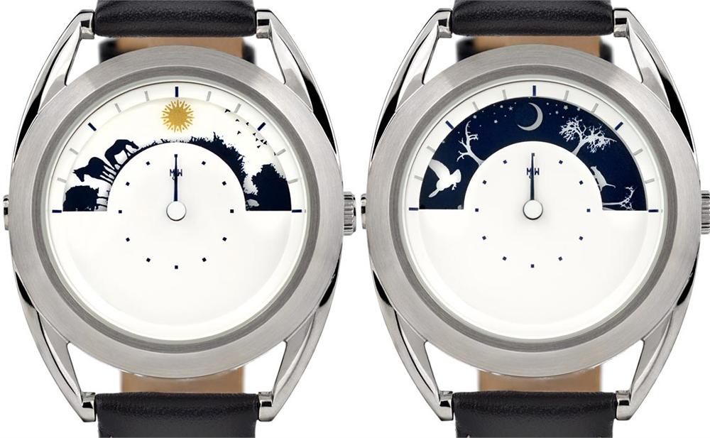 Mr Jones Sun and Moon watch uses images to indicate the time