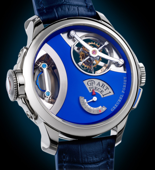 Greubel and Forsey watch displays sculpture, includes tiny microscope 1